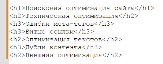 Пример корректной иерархии заголовков